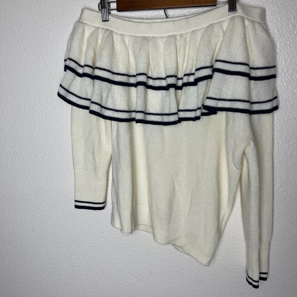Frame | Ruffle One Shoulder Wool Blend Sweater - Picture 2 of 6